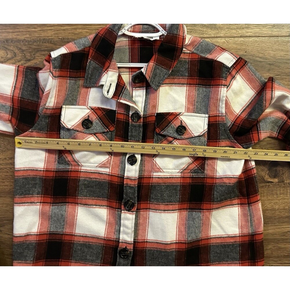 BB Dakota Steve Madden Plaid Shacket XXL Red Black White Button Shirt Jacket - Picture 5 of 7